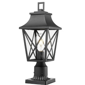 Gulches Outdoor Lamp Posts, 18-22" Vintage Black/Bronze Lanterns with Clear Glass, Waterproof for Garden, Patio, Pathway (1-2 Pack) - 1 of 4