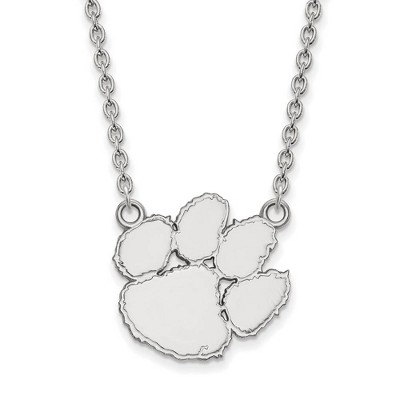 Black Bow Jewelry 10k White Gold Clemson Tigers NCAA Necklace 18 Inch