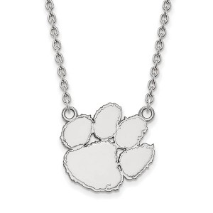 Black Bow Jewelry 10k White Gold Clemson Tigers NCAA Necklace 18 Inch - 1 of 4