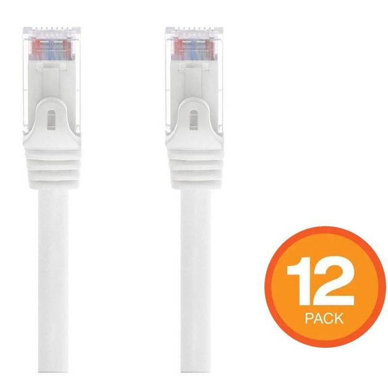 Monoprice Cat6 Ethernet Patch Cable - 7 Feet - White (12 pack) Snagless RJ45, Stranded, 550MHz, UTP, Pure Bare Copper Wire, 24AWG - Flexboot Series, 2 of 6