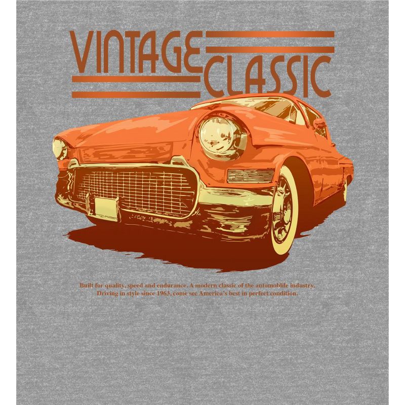 Car Fanatic Orange Vintage Car Crew Neck Long Sleeve Heather Gray Adult Tee, 2 of 3