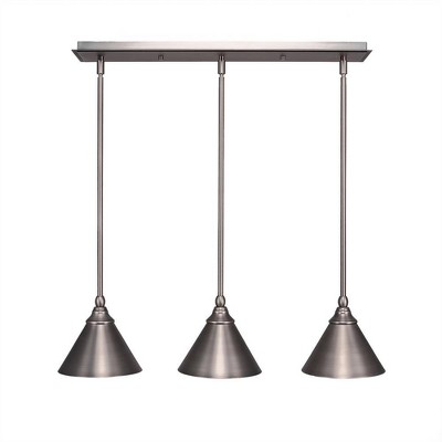 Toltec Lighting Any 3 - Light Chandelier in  Brushed Nickel with 7" Brushed Nickel Cone Metal Shade Shade