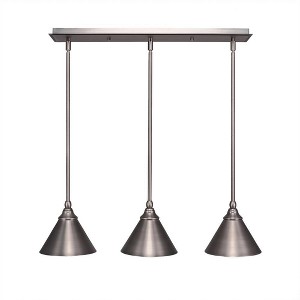 Toltec Lighting Any 3 - Light Chandelier in  Brushed Nickel with 7" Brushed Nickel Cone Metal Shade Shade - 1 of 1