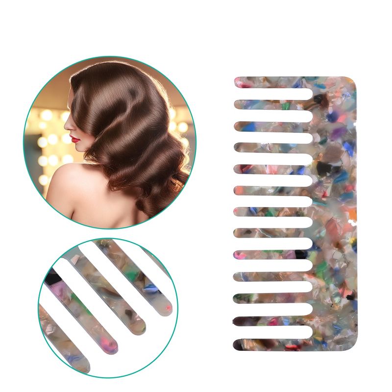 Unique Bargains Anti-Static Hair Comb Wide Tooth for Thick Curly Hair Hair Care Detangling Comb For Wet and Dry Dark 2.5mm Thick 2 Pcs, 2 of 7