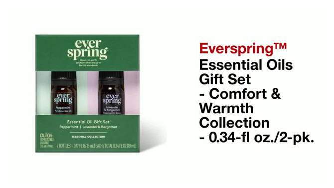 Essential Oils Gift Set - Comfort &#38; Warmth Collection - 0.34 fl oz/2pk - Everspring&#8482;, 2 of 5, play video
