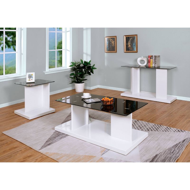 3pc Montreaux Coffee, Console, and End Table Set with Black Tempered Glass Top - miBasics, 3 of 8
