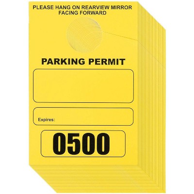 Juvale 500-Pack Yellow Blank Parking Permit Hang Tag, Numbered Parking Pass (3.15 x 4.75 in)