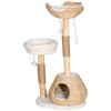 PawHut Cat Tree for Indoor Cats, 41" Cat Tower with Wooden Cat Scratching Posts, Cat Condo, Cat Beds & Toy Balls, Cream White - 4 of 4