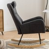 35.5 in. Soft Teddy Fabric Rocking Chair with Pocket for Living Room Bedroom - 3 of 4