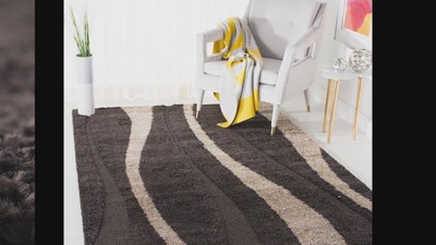 Florida Shag Dark Brown and Beige 4' x 6' Area Rug