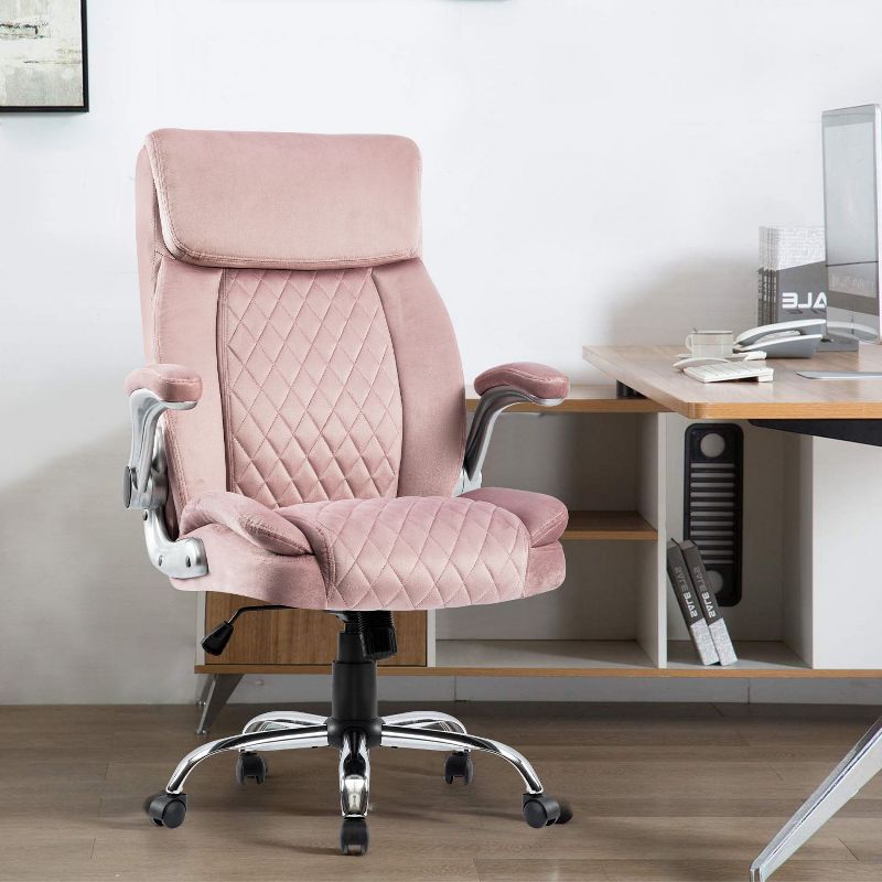 Swivel Office Room Chair Executive Desk Chair Velvet, Office Executive Chair High Back Adjustable Managerial Home Desk Chair-The Pop Home, 1 of 10