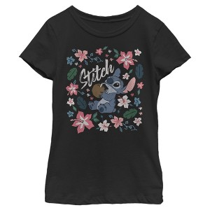 Girl's Lilo & Stitch Flowers and a Coconut T-Shirt - 1 of 4