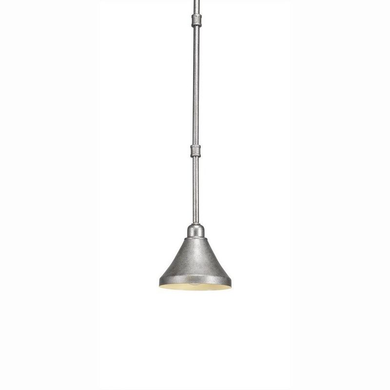 Toltec Lighting Vintage 1 - Light Pendant in  Aged Silver with 7" Aged Silver Cone Metal Shade Shade, 1 of 2
