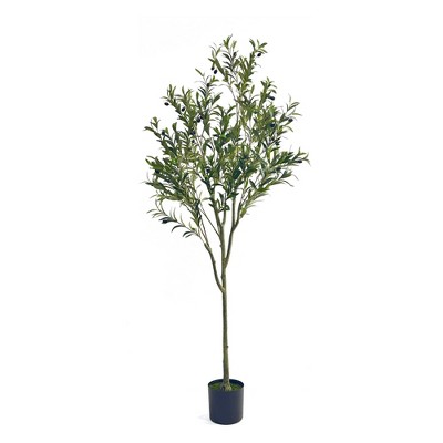 SKRAN Artificial Olive Tree Indoor with Realistic Leaves Fruits,Fake Olive Trees Potted Topiary with Dried Moss for Home,Office,Living Room