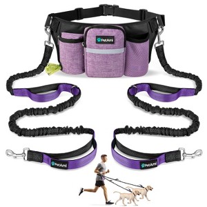 PetAmi Premium Hands Free Dog Leash for 2 Dogs, Adjustable Waist Belt Fanny Pack Dual Bungee for Dog Walking Running Hiking Jogging Biking - 1 of 4