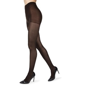 Memoi Chevron Control-Top Medium-Weight Smoothing Tights - 1 of 4
