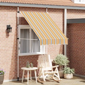 Retractable Awning Yellow and Blue Stripes Polyester with PU Coating vidaXL - 1 of 4
