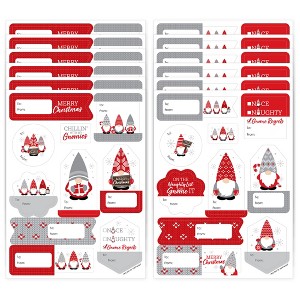 Big Dot of Happiness Christmas Gnomes - Assorted Holiday Party Gift Tag Labels - To and From Stickers - 12 Sheets - 120 Stickers - 1 of 4