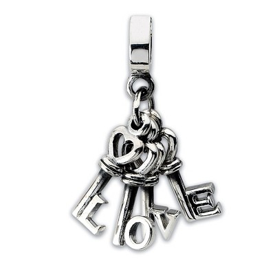 Black Bow Jewelry Sterling Silver Love Keys Dangle Bead Charm