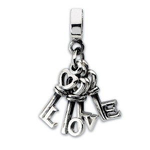 Black Bow Jewelry Sterling Silver Love Keys Dangle Bead Charm - 1 of 3