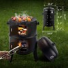 KTMBDW Vertical Multi-Layer Steel Charcoal Smoker, Heavy Duty Round Charcoal BBQ Grill for Outdoor Smoking Grill with Thermometer Outdoor Home Party - 2 of 4