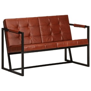 vidaXL 3-Seater Sofa Brown Real Goat Leather - 1 of 4