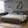 Velvet Upholstered Bed Frame with Headboard - 3 of 4