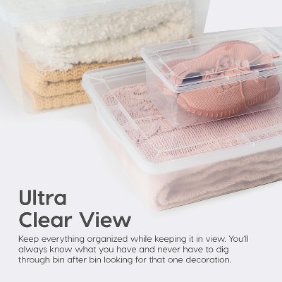 IRIS USA 6 Qt Stackable Plastic Storage Bins with Lids, Clear, 6Pk