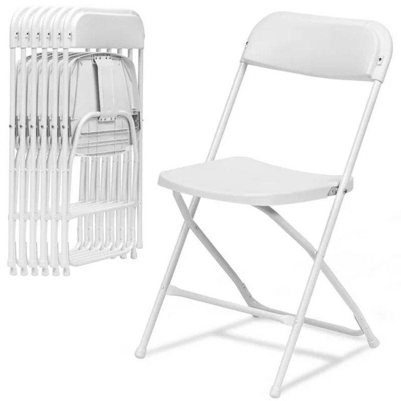 SKONYON 6 Pack Plastic Folding Chairs 350lb Capacity Portable Commercial Chair, White, 1 of 8