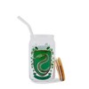 Silver Buffalo Harry Potter Slytherin House Mascot Glass Tumbler With Bamboo Lid and Straw - 3 of 4