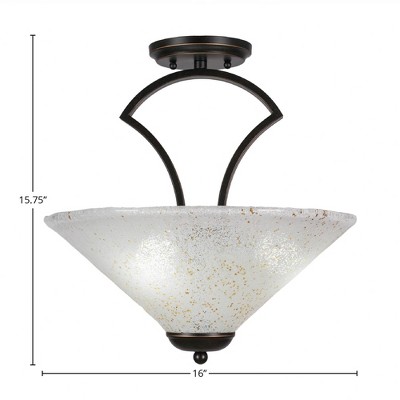 Toltec Lighting Zilo 3 - Light Flush Mount in  Dark Granite with 16" Gold Ice Shade