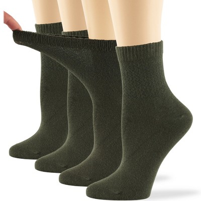 Women's Viscose Bamboo Diabetic QuarterNon-Binding Socks- L-M - 4 Pack - Black, Brown, White, Multicolors | 7BIGSTARS KINGDOM