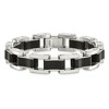Black Bow Jewelry Men's 14mm Stainless Steel & Black Rubber Link Bracelet, 8.5 Inch - 3 of 4