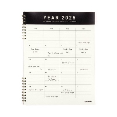 Altitude 2025 Monthly Planner 11"x8.5" Black and White: Spiral Bound Calendar Notebook for All Ages, January-December