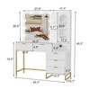 Vanity Benches, Modern Makeup Vanity Desk with Adjustable Mirror, Built in Charging Station - 2 of 4
