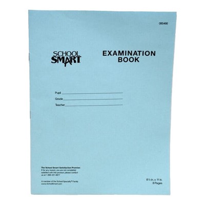 School Smart Examination Blue Books, 8-1/2 x 11 Inches, 8 Pages, Pack of 100