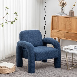 SEYNAR Modern Teddy Upholstered Accent Chair with Tubular Multifunctional Legs for Living Room,Navy, 28.3''W*30.1''D*28.1''H - 1 of 4