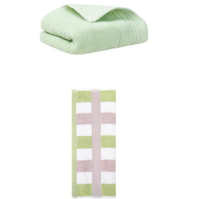 REGALWOVEN Striped Decorative Hand Towels for Bathroom Kitchen Gym 14" x 30"/13" x 29" 2 Pcs