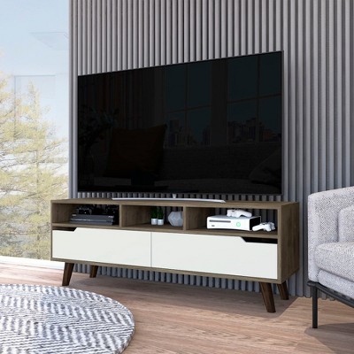 Chic Crate - Hamburg 52" Mid-Century Media Board w/ 3-Tier Shelving & Lift-Up Storage - Engineered Wood TV Stand w/ Tapered Legs for Living Room/Study