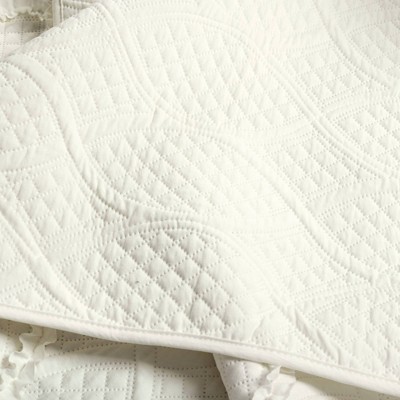 Ivory Full/Queen Microfiber Textured Quilt Set