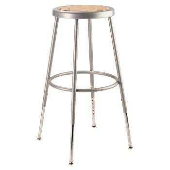 National Public Seating 6200 Series Heavy-Duty 24.5" to 32.5" Height Adjustable Steel Stool with 14" Round Seat Pan, Supports Up to 500 Pounds, Gray
