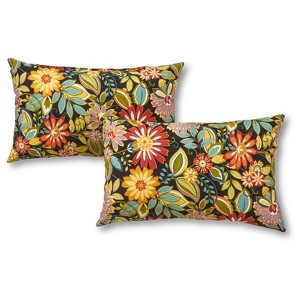 Kensington Garden 2pc 19"x12" Rectangular Outdoor Lumbar Pillows - 1 of 4