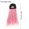 Unique Bargains Women's Baseball Cap with Hair Extensions Fluffy Curly Wavy Hairstyle Adjustable Wig Hat 27" Pink - 3 of 4
