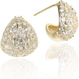 Sonateomber Gold Crystal Huggie Hoops | Sparkling CZ & Rhinestone Thick Earrings for Women - 1 of 4
