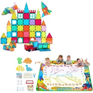 Jasonwell Dinosaur Aqua Magic Doodle Mat (60 x 40 Inches) & 65 PCS Magnetic Tiles Building Blocks Set – Ideal Educational Toys & Perfect Gift for Kids - 1 of 4