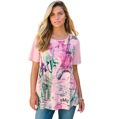 Roaman's Women's Plus Size Travel Graphic Tee