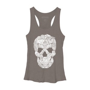 Women's Design By Humans Sketchy Owl Skull By Dinny Racerback Tank Top - 1 of 3