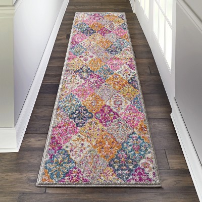 Multicolor Floral Tufted Synthetic Runner Rug, 2'2" x 7'6"