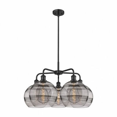 Rochester - 5 Light Stem Hung Chandelier In Industrial Style-17.13 Inches Tall and 28 Inches Wide