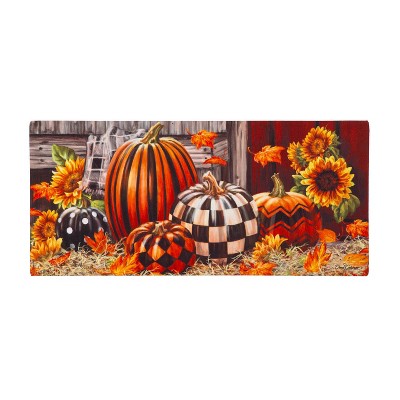 Fall Harvest Pumpkins and Sunflowers Outdoor Doormat